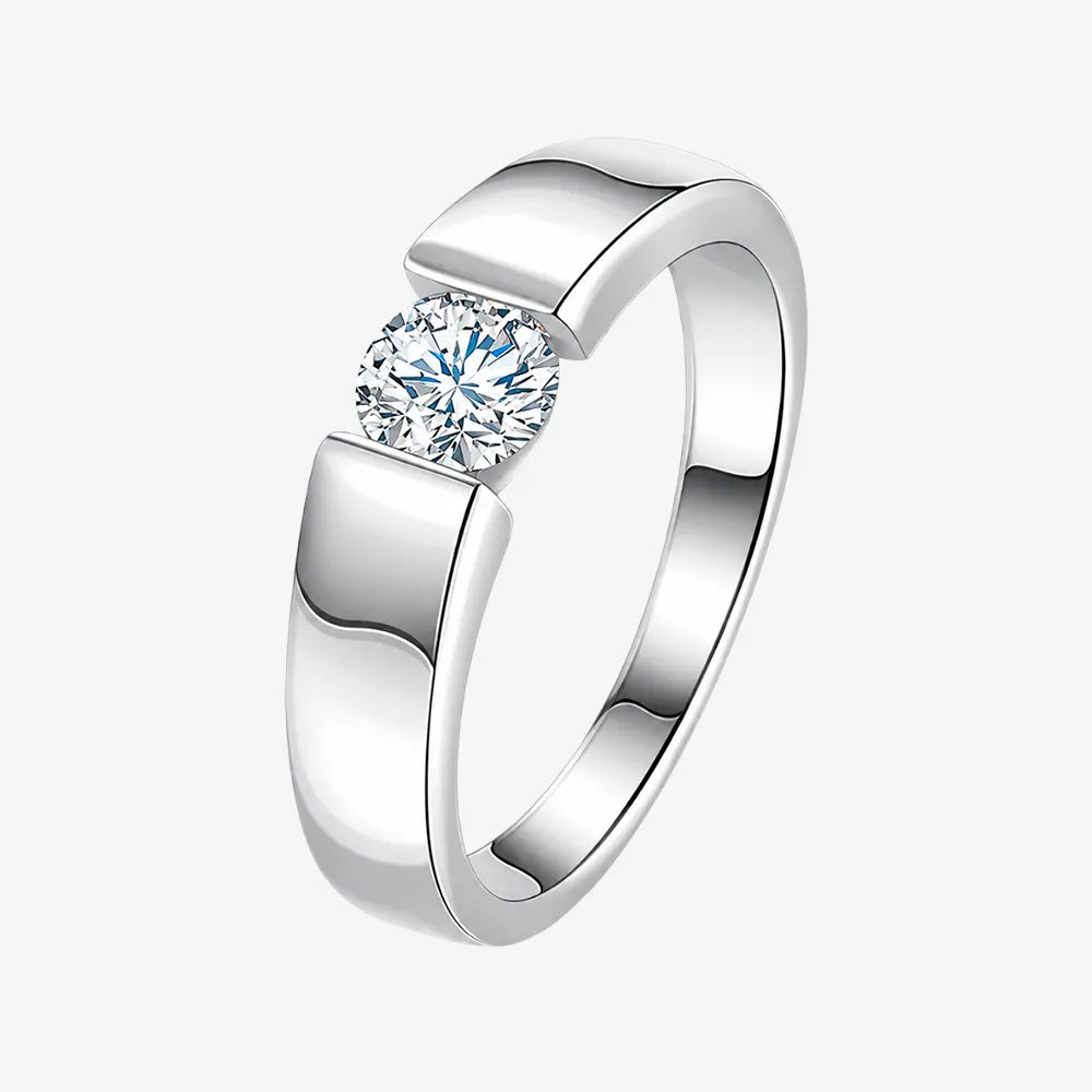 Silver Aura Crystal Promise Ring